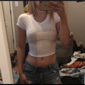 White tight fitted cropped top